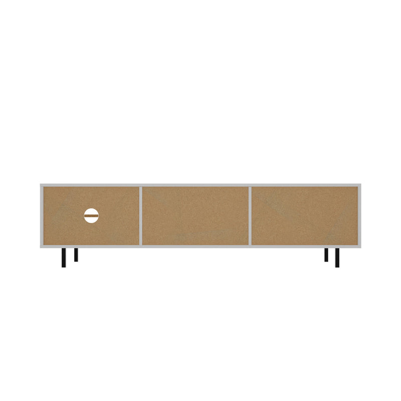 Oikiture TV Stand Cabinet Entertainment Unit Tempered-glass Doors White
