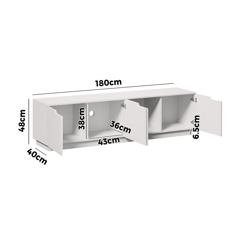 Oikiture TV Cabinet Entertainment Unit Stand 180cm White