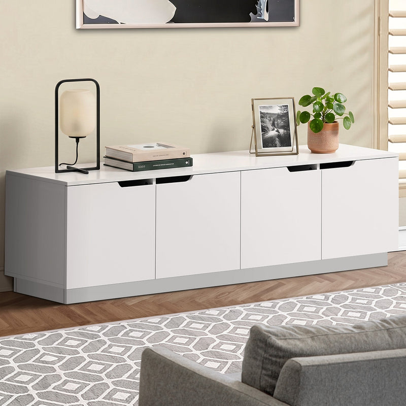 Oikiture TV Cabinet Entertainment Unit Stand 180cm White