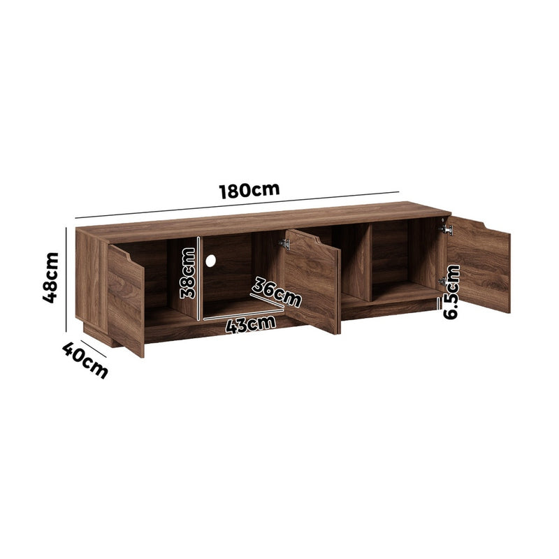 Oikiture TV Cabinet Entertainment Unit Stand 180cm Walnut