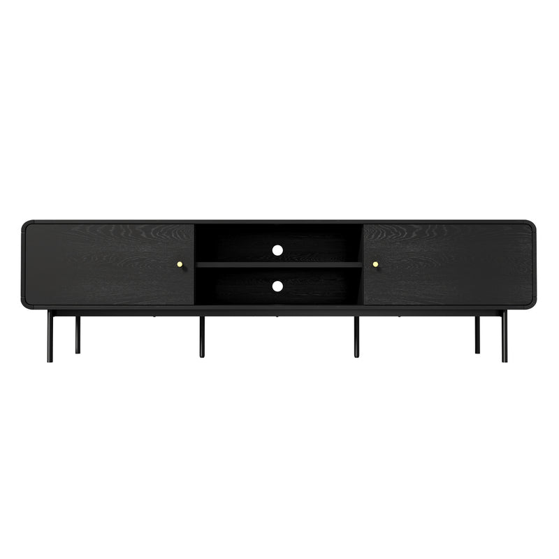 Oikiture TV Cabinet Entertainment Unit Stand 180cm Wooden Black