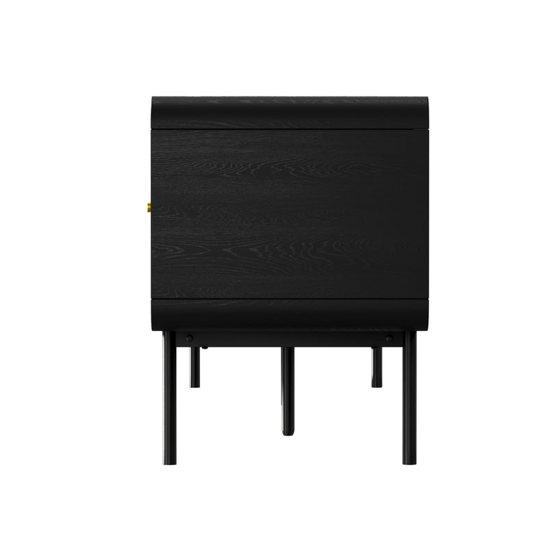 Oikiture TV Cabinet Entertainment Unit Stand 180cm Wooden Black