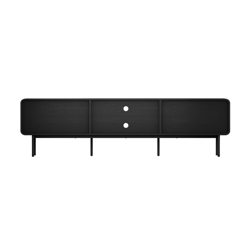 Oikiture TV Cabinet Entertainment Unit Stand 180cm Wooden Black