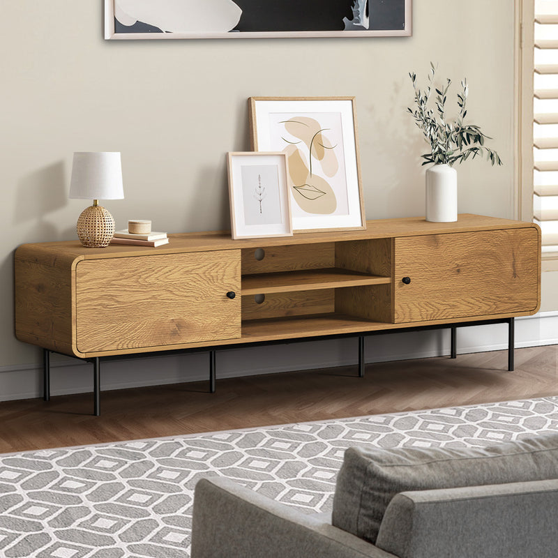 Oikiture TV Cabinet Entertainment Unit Stand 180cm Oak