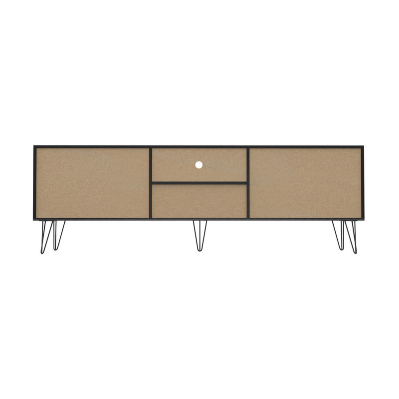 Oikiture TV Stand Cabinet Entertainment Unit Sliding Door 180cm Black