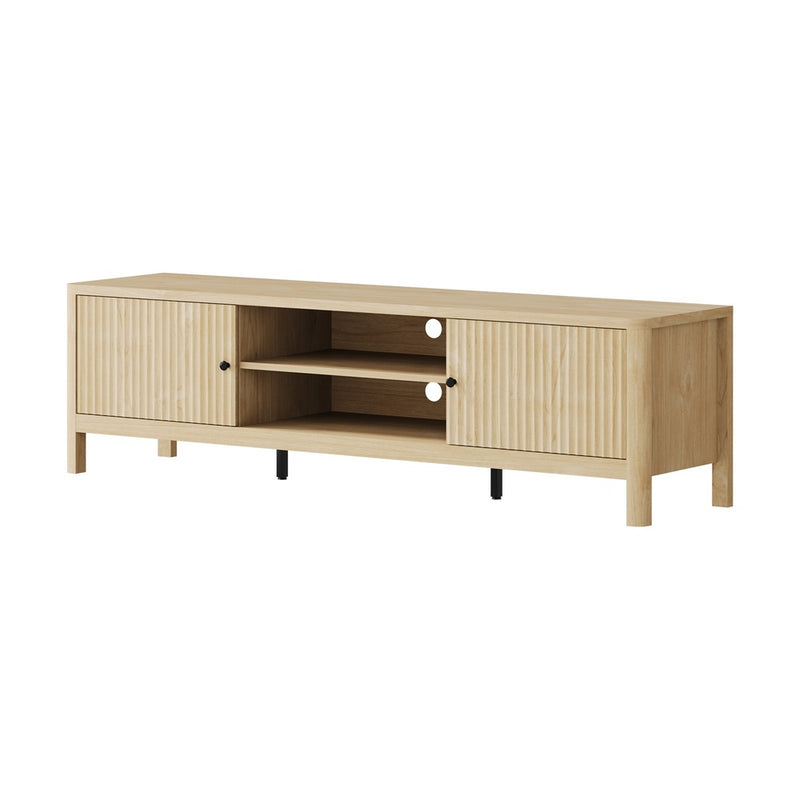 Oikiture TV Cabinet Entertainment Unit Stand 160cm Natural