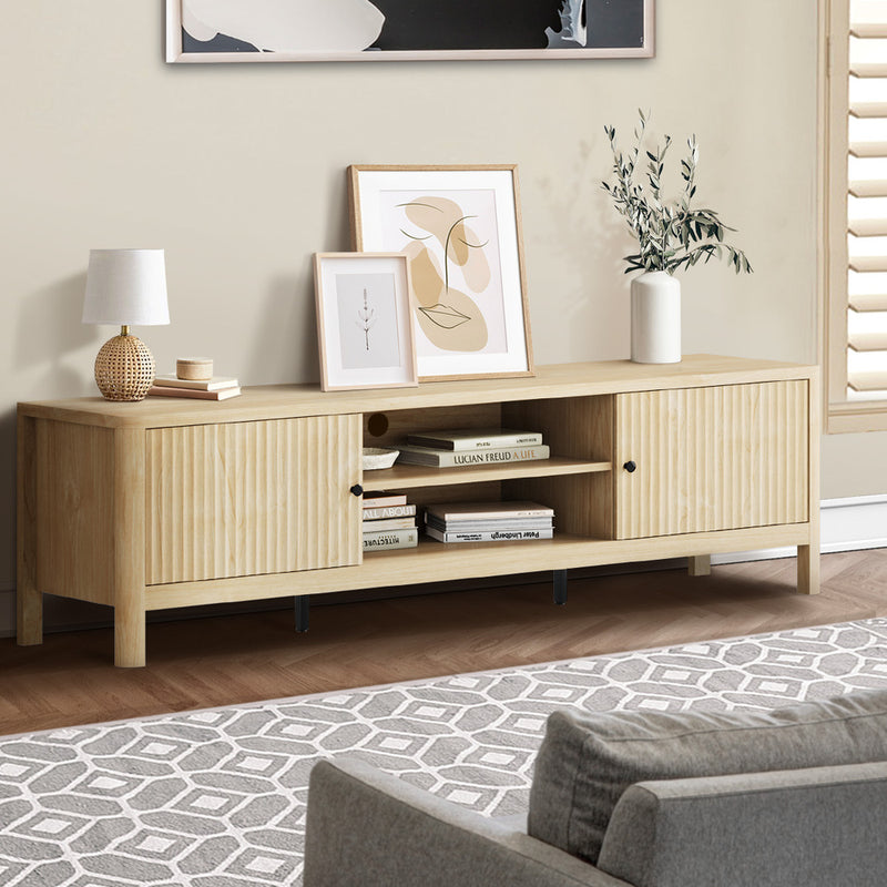 Oikiture TV Cabinet Entertainment Unit Stand 160cm Natural