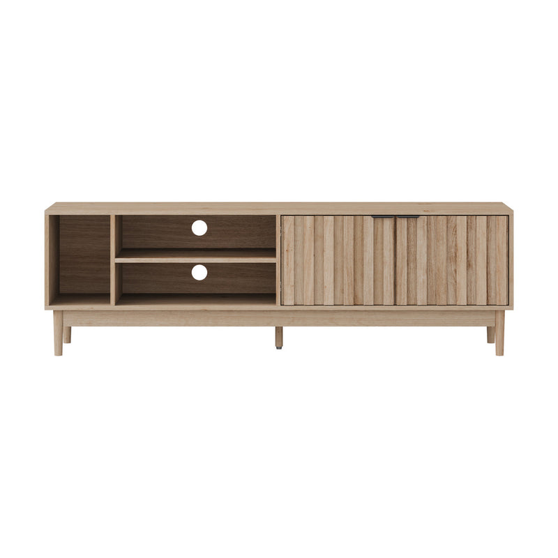 Oikiture TV Cabinet Entertainment Unit Stand 160cm Natural