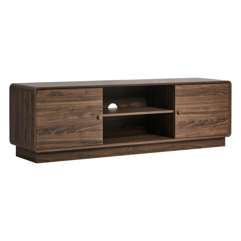 Oikiture TV Cabinet 160cm Entertainment Unit Open Shelves Walnut