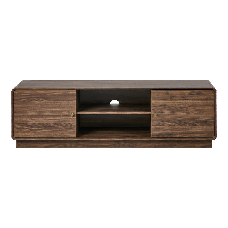 Oikiture TV Cabinet 160cm Entertainment Unit Open Shelves Walnut