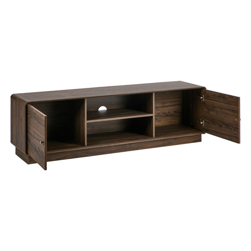 Oikiture TV Cabinet 160cm Entertainment Unit Open Shelves Walnut