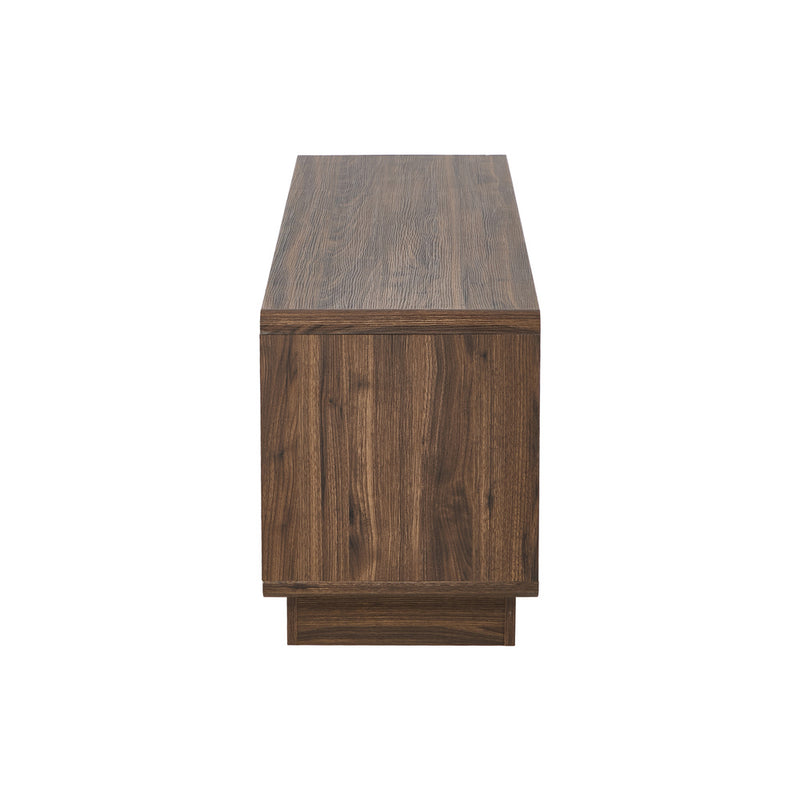 Oikiture TV Cabinet 160cm Entertainment Unit Open Shelves Walnut