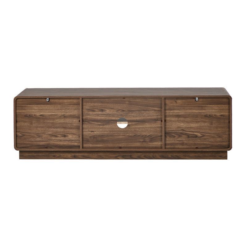 Oikiture TV Cabinet 160cm Entertainment Unit Open Shelves Walnut