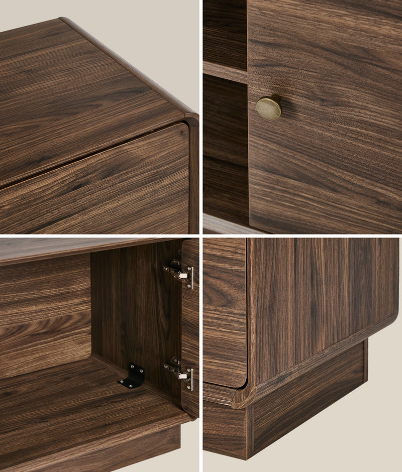 Oikiture TV Cabinet 160cm Entertainment Unit Open Shelves Walnut