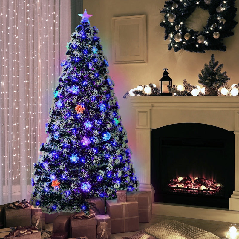 Mazam Christmas Tree 1.8M 6FT Snowflakes Green with LED lights