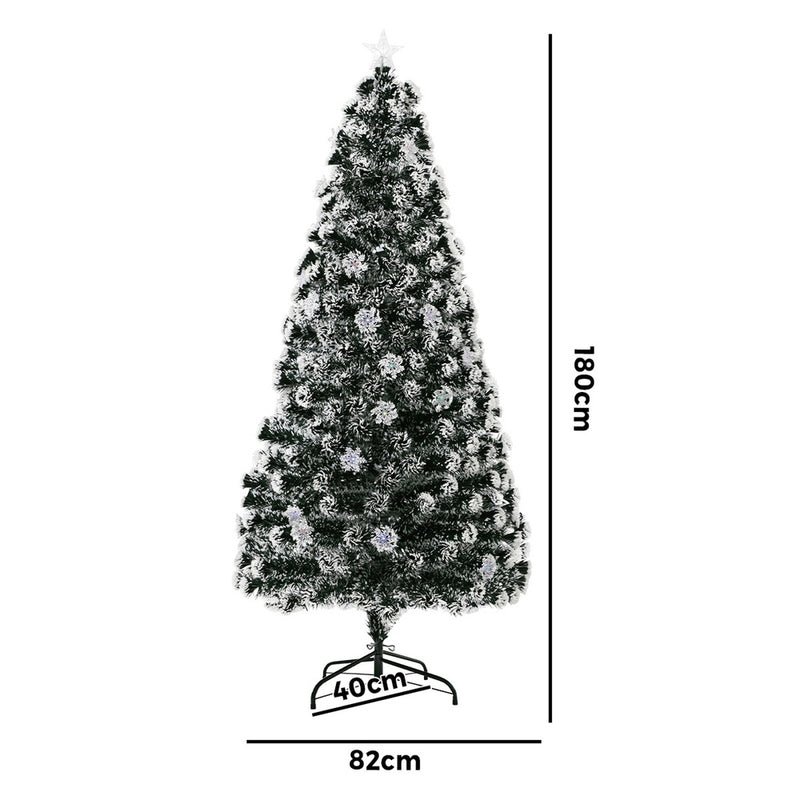 Mazam Christmas Tree 1.8M 6FT Snowflakes Green with LED lights