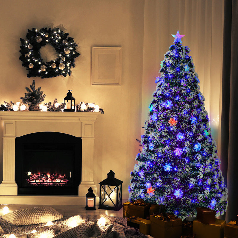 Christmas Tree 1.8M 6FT Snowflakes Green with LED lights