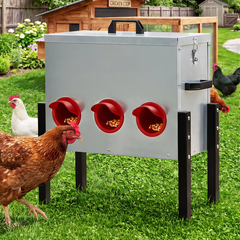 Alopet 30 Lbs Galvanized Chicken Feeder Trough with Plastic Dividers