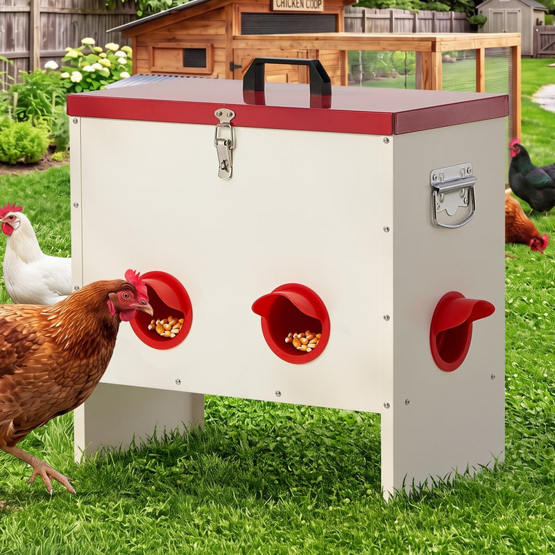 Alopet 50 Lbs Galvanized Chicken Feeder Trough with Plastic Dividers