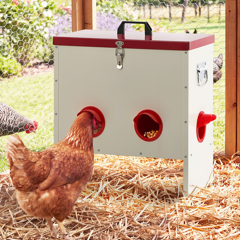 Alopet 50 Lbs Galvanized Chicken Feeder Trough with Plastic Dividers
