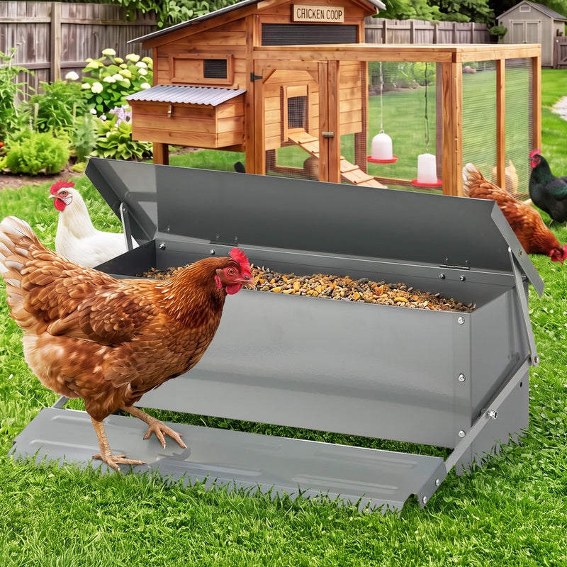 Alopet Automatic Chicken Food Feeder Galvanized Treadle