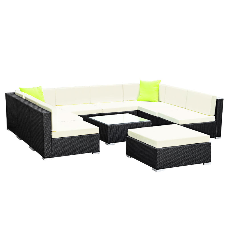 Gardeon 10-Piece Outdoor Sofa Set Wicker Couch Lounge Setting 9 Seater