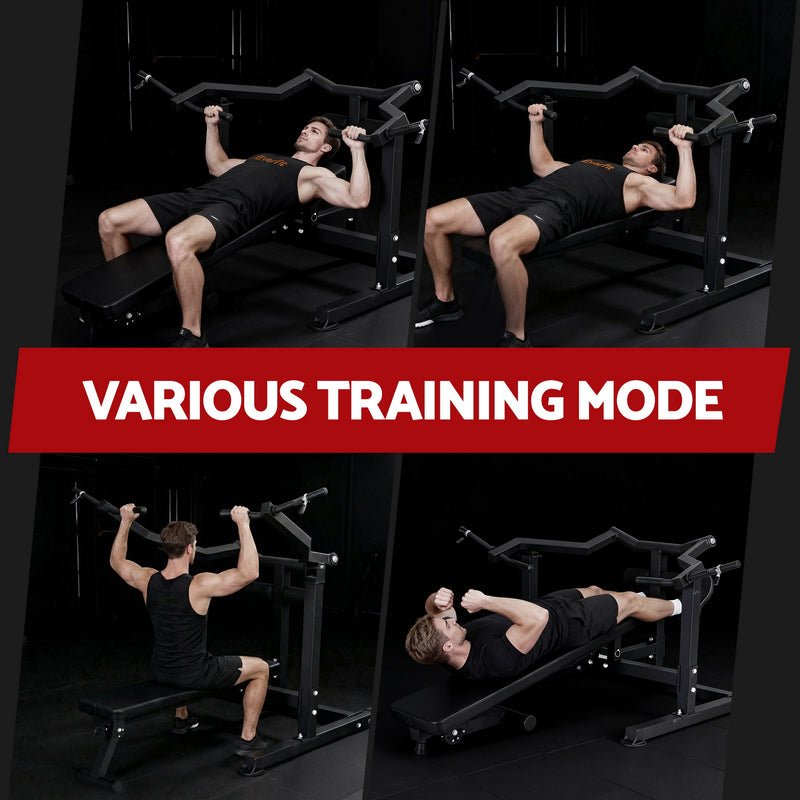 Everfit Chest Press Machine Home Gym Equipment Folding Workout Bench with Independent Arms Black