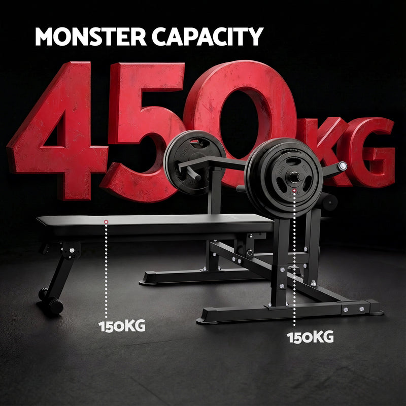 Everfit Chest Press Machine Home Gym Equipment Folding Workout Bench with Independent Arms Black