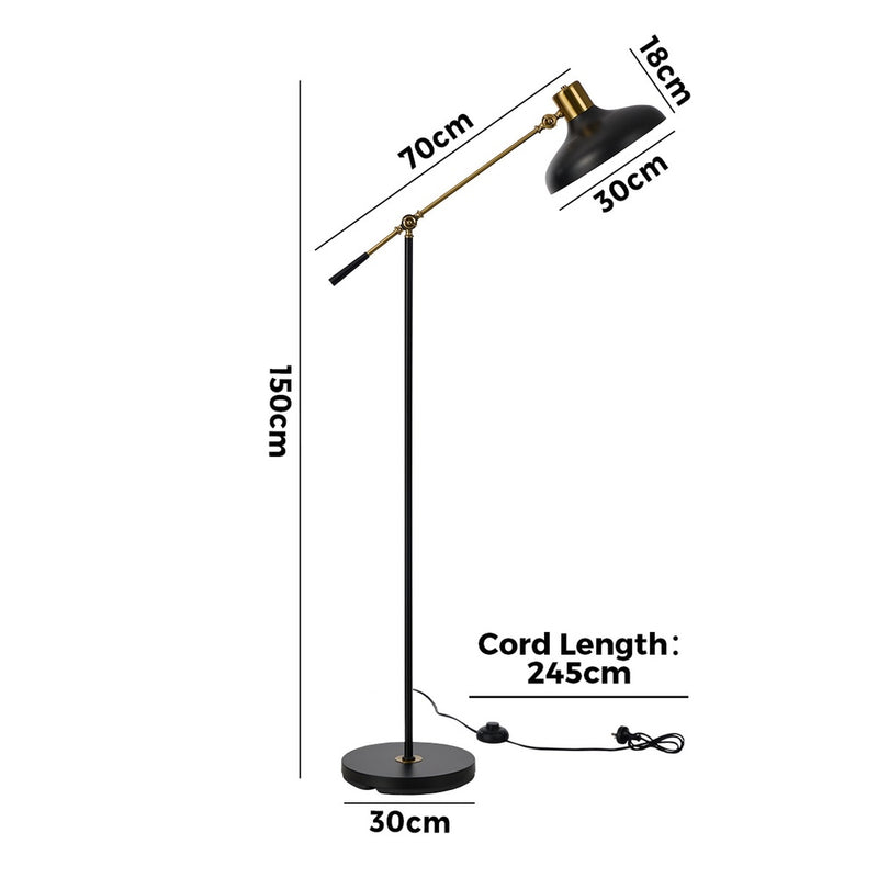 Oikiture Floor Lamps Adjustable Height Standing Metal Frame Black