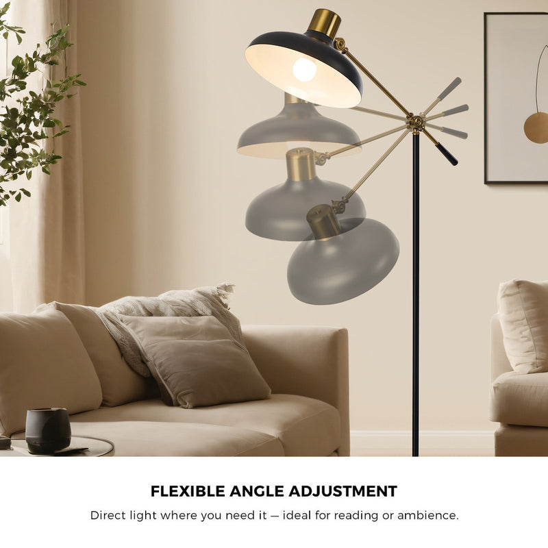 Oikiture Floor Lamps Adjustable Height Standing Metal Frame Black