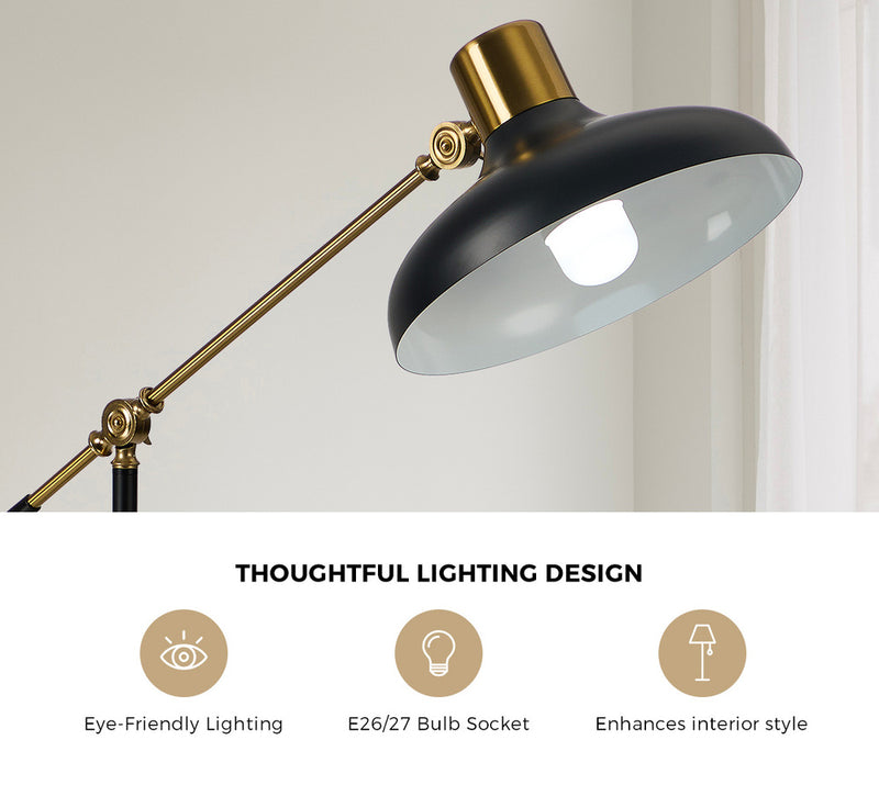 Oikiture Floor Lamps Adjustable Height Standing Metal Frame Black