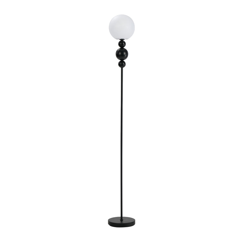 Oikiture Standing Floor Lamp Globe Shade Black Metal