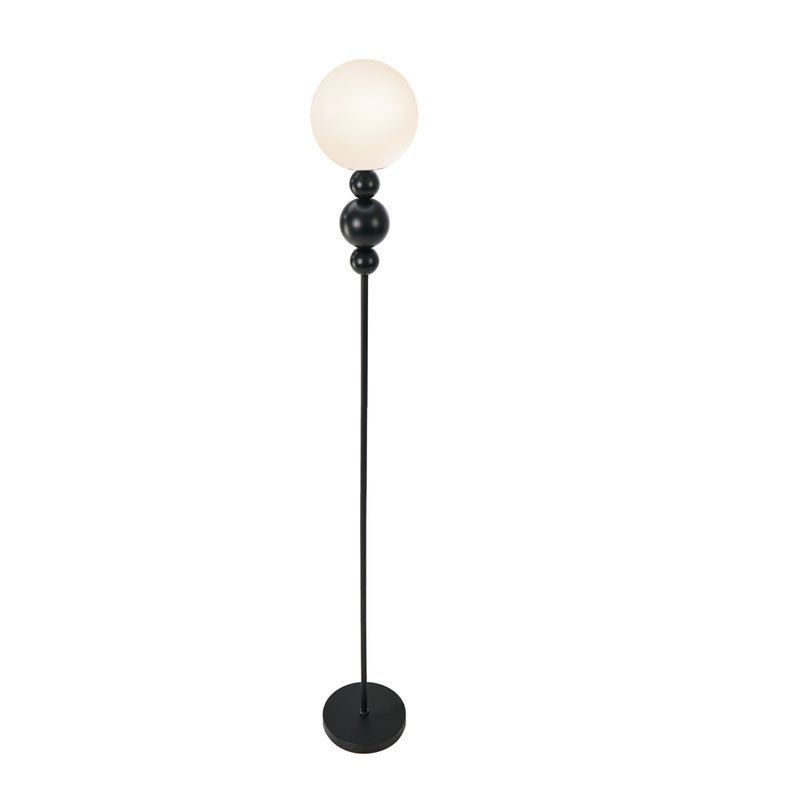 Oikiture Standing Floor Lamp Globe Shade Black Metal