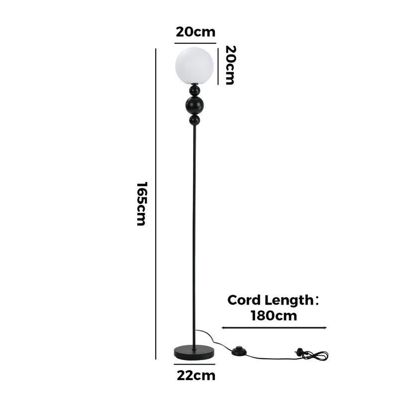 Oikiture Standing Floor Lamp Globe Shade Black Metal