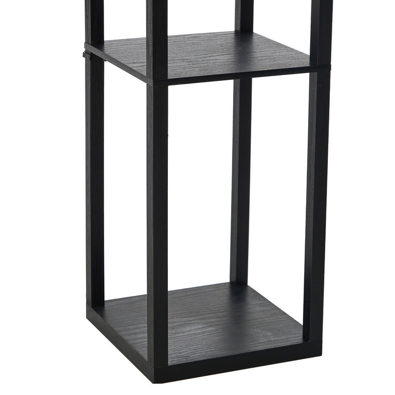 Oikiture Column Floor Lamp Metal Lamp Fabric Shade 3-tier Shelves