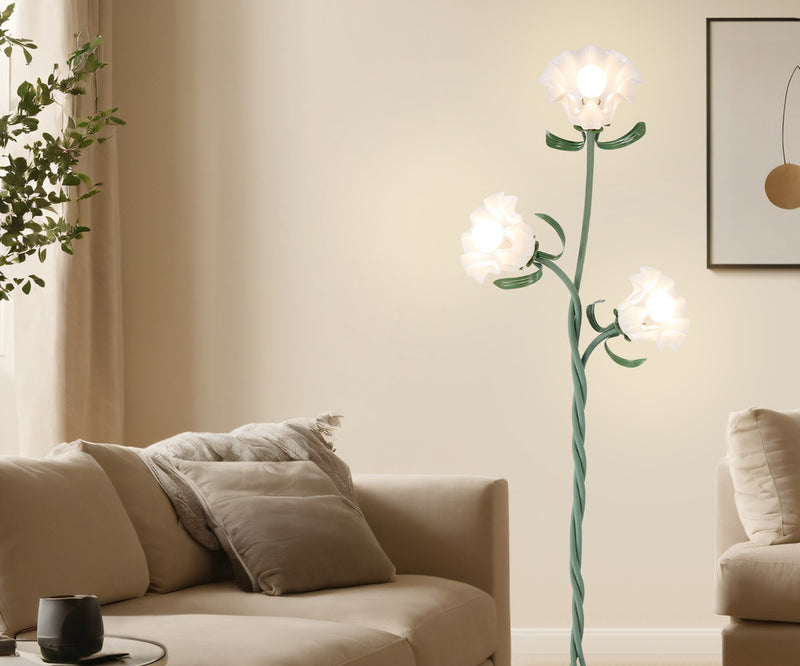 Oikiture 3-light Floor Lamps Metal Lamp Acrylic Shade