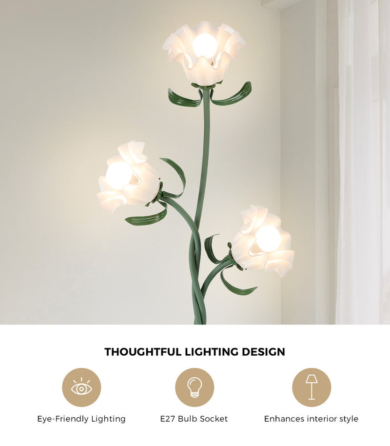 Oikiture 3-light Floor Lamps Metal Lamp Acrylic Shade