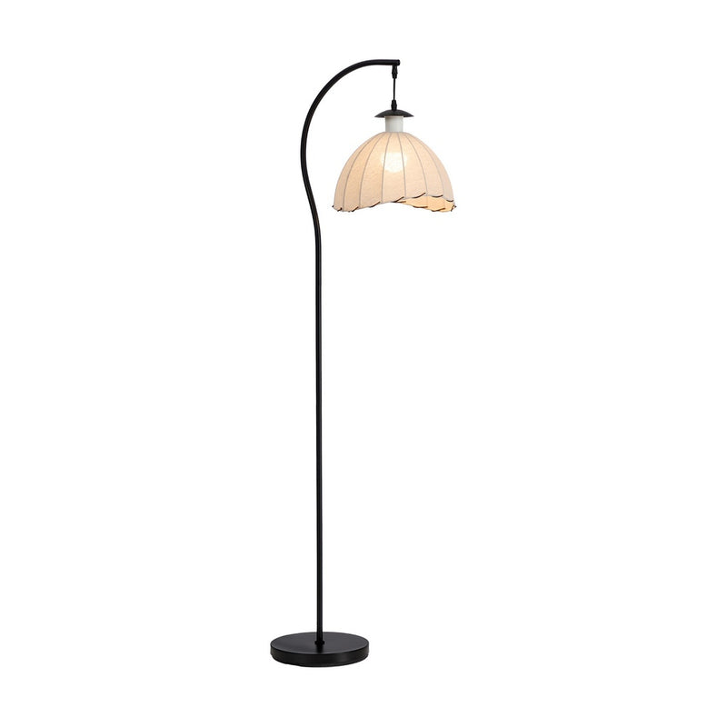 Oikiture Retro Floor Lamps Standing Lamp Fabric Shape Metal Frame