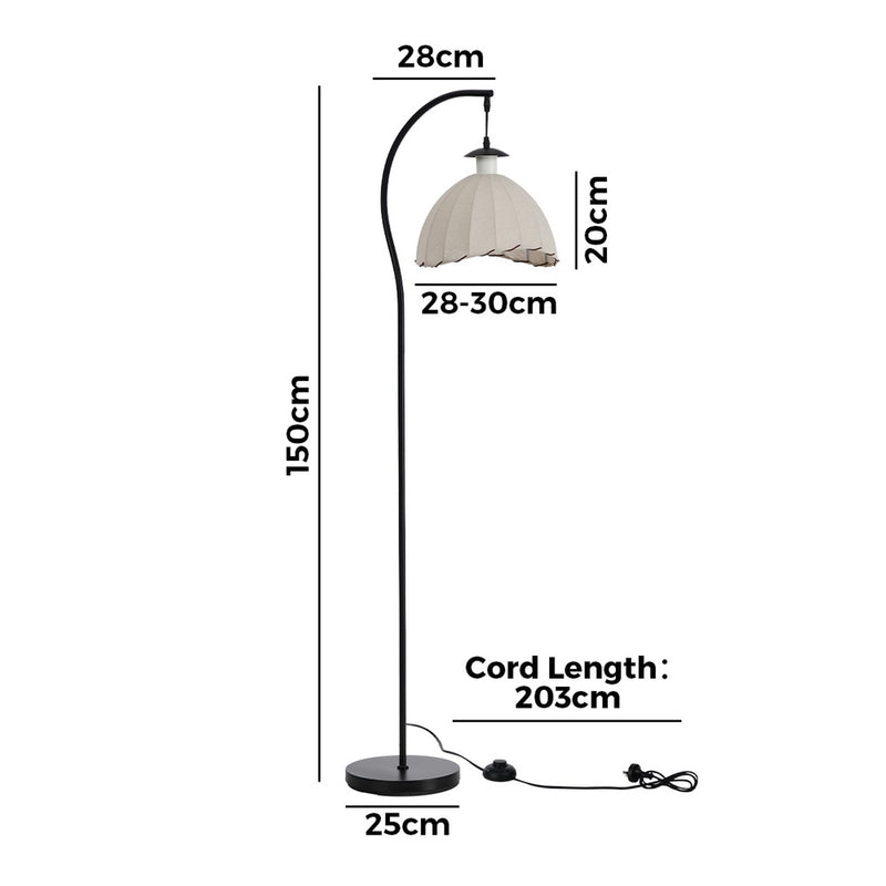 Oikiture Retro Floor Lamps Standing Lamp Fabric Shape Metal Frame