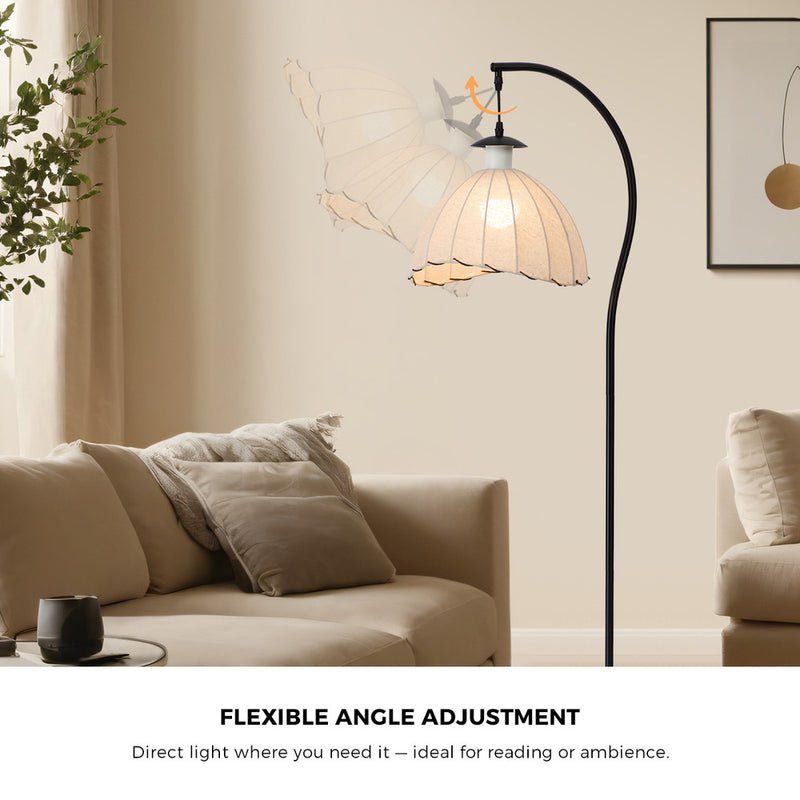 Oikiture Retro Floor Lamps Standing Lamp Fabric Shape Metal Frame