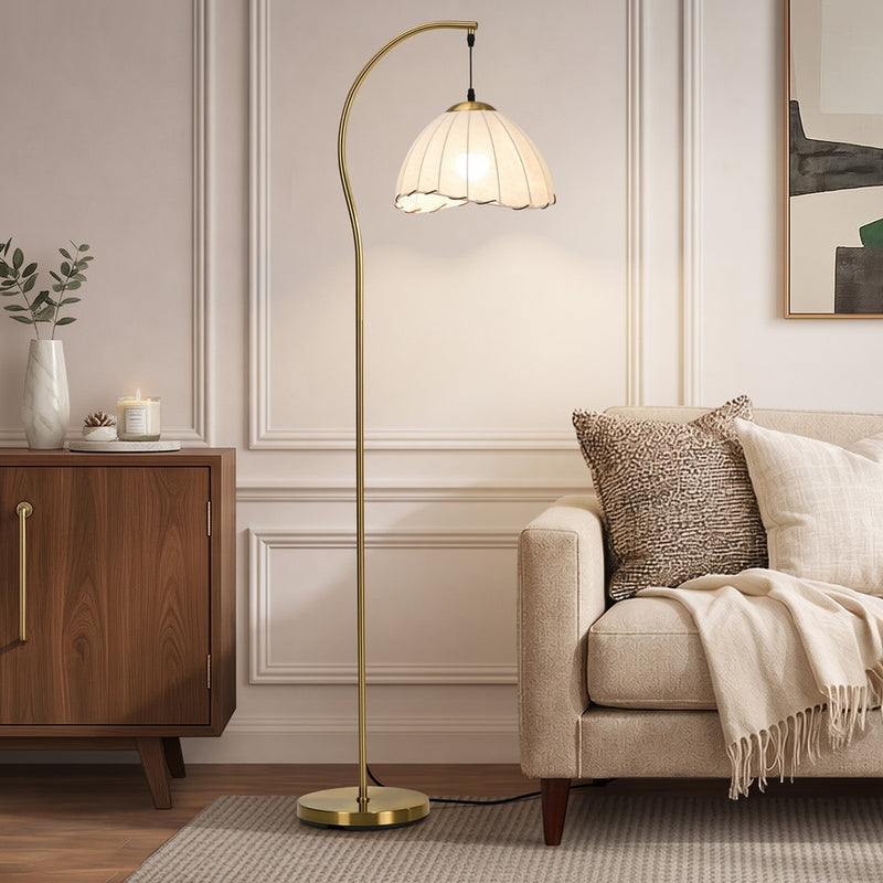 Oikiture Retro Standing Floor Lamp Metal Frame Golden