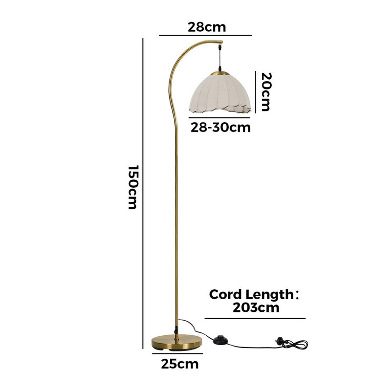 Oikiture Retro Standing Floor Lamp Metal Frame Golden