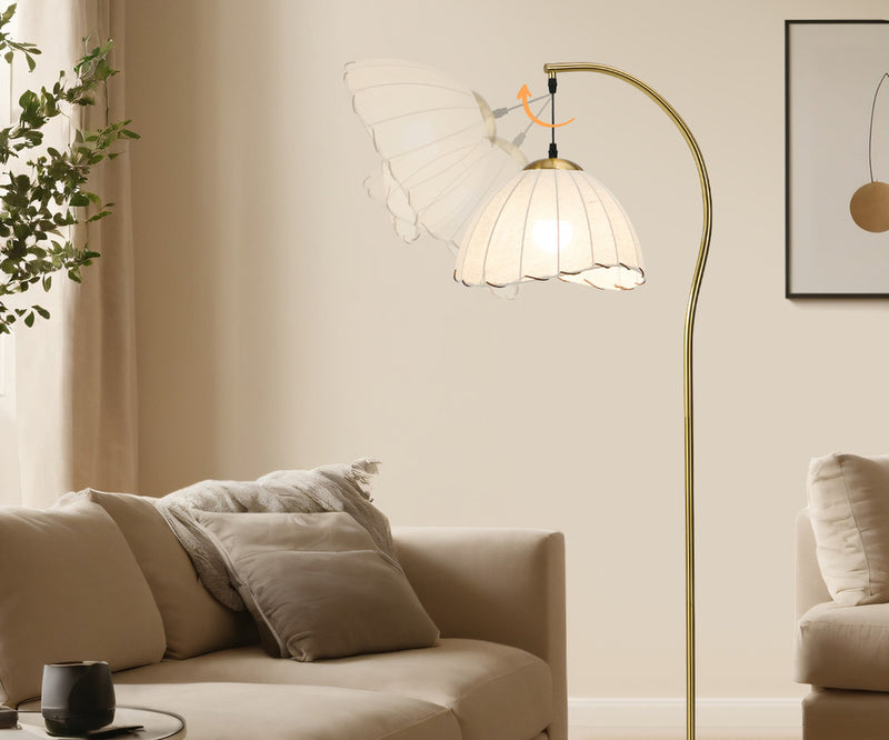 Oikiture Retro Standing Floor Lamp Metal Frame Golden