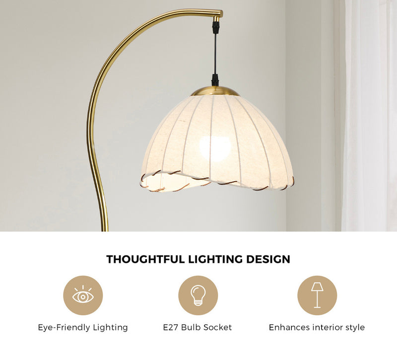 Oikiture Retro Standing Floor Lamp Metal Frame Golden