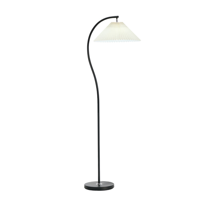 Oikiture Standing Floor Lamp Pleated Shade Metal Black