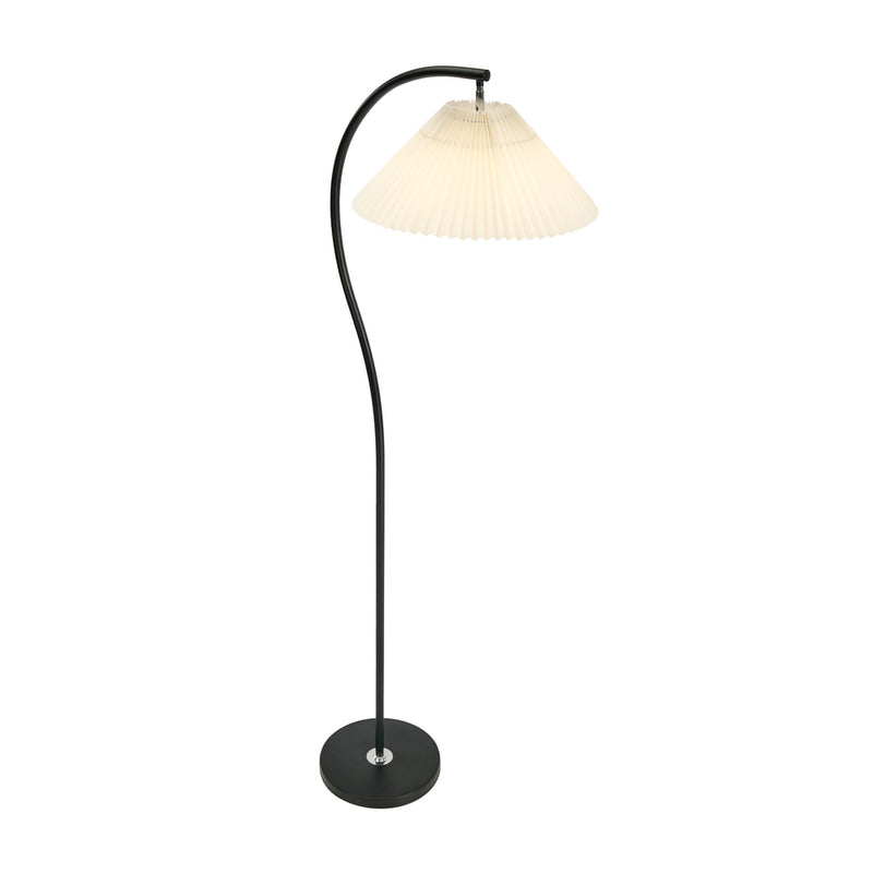 Oikiture Standing Floor Lamp Pleated Shade Metal Black
