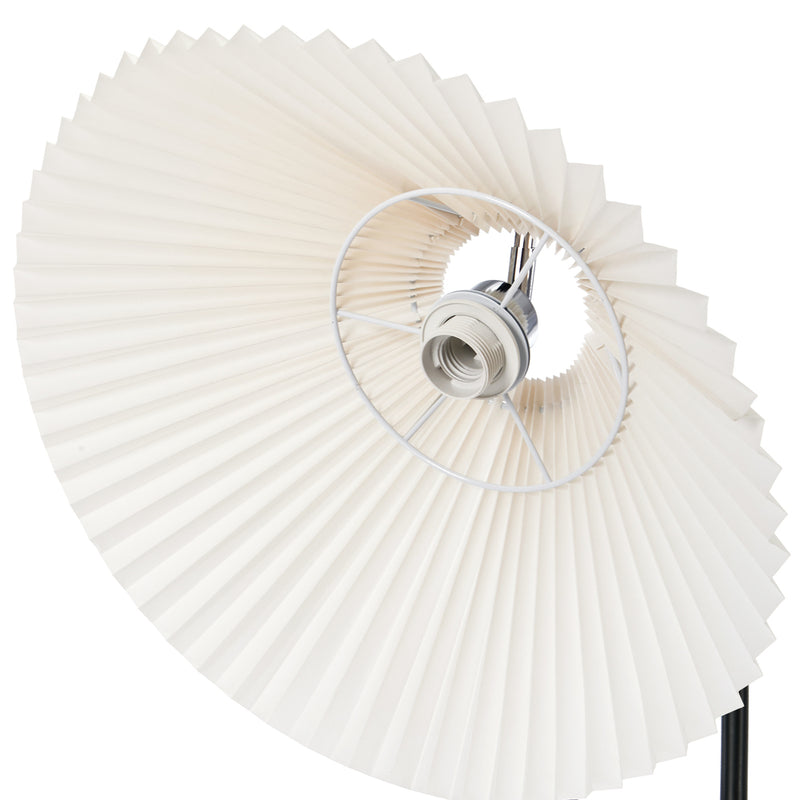 Oikiture Standing Floor Lamp Pleated Shade Metal Black