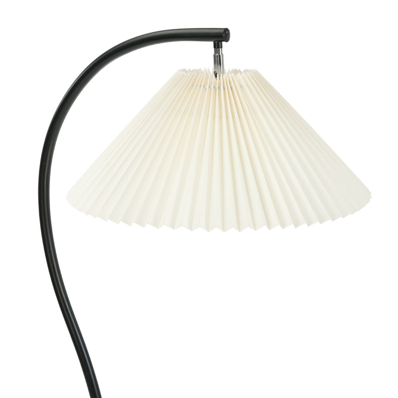 Oikiture Standing Floor Lamp Pleated Shade Metal Black