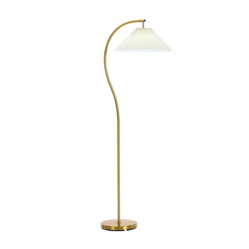 Oikiture Standing Floor Lamp Pleated Shade Metal Golden