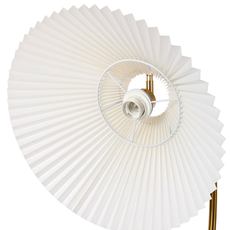 Oikiture Standing Floor Lamp Pleated Shade Metal Golden